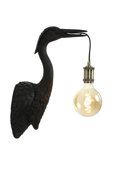 Light & Living wandlamp kraanvogel mat zwart
