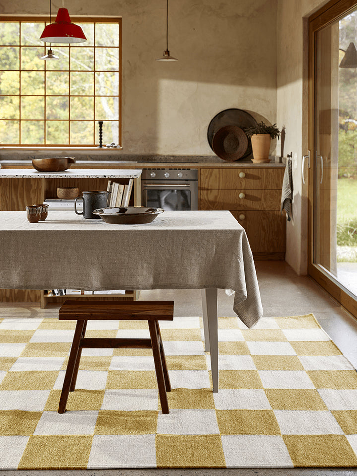 Vierkanten 200x300 Geel/Wit