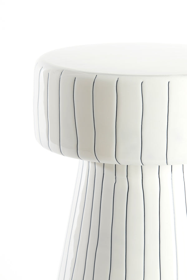 Bijzettafel Dakwa -wit met zwarte streep - Ø29cm