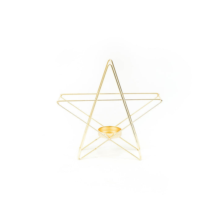 Theelichthouder - Ster - Metaal - Goud - 22x7x21cm