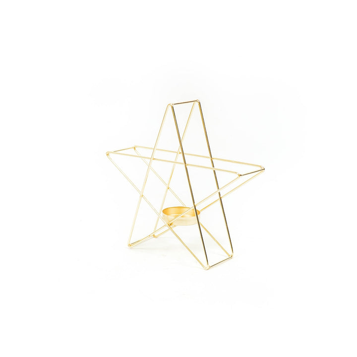 Theelichthouder - Ster - Metaal - Goud - 22x7x21cm