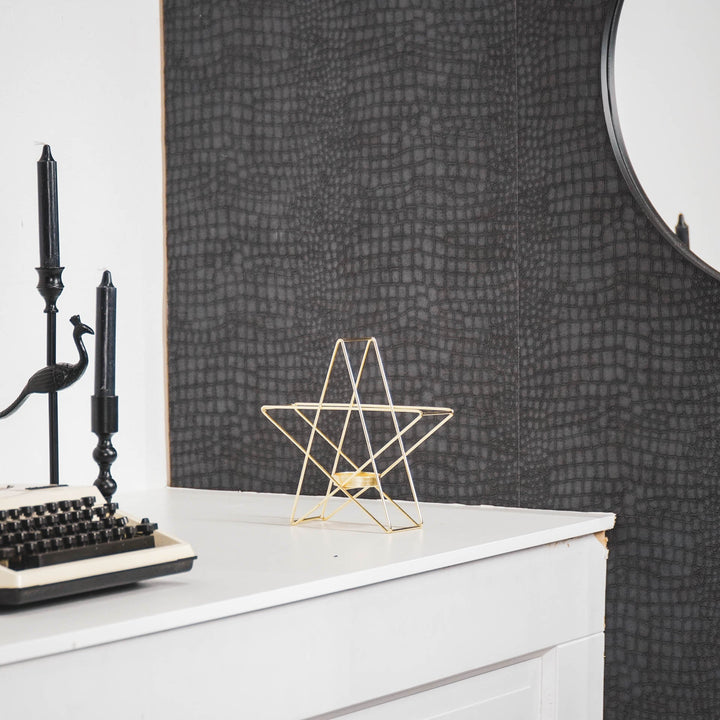 Theelichthouder - Ster - Metaal - Goud - 22x7x21cm