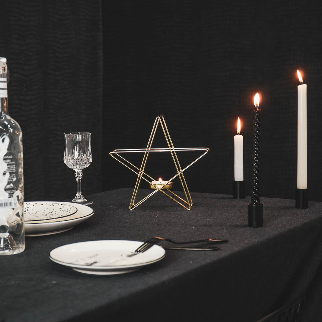 Theelichthouder - Ster - Metaal - Goud - 22x7x21cm