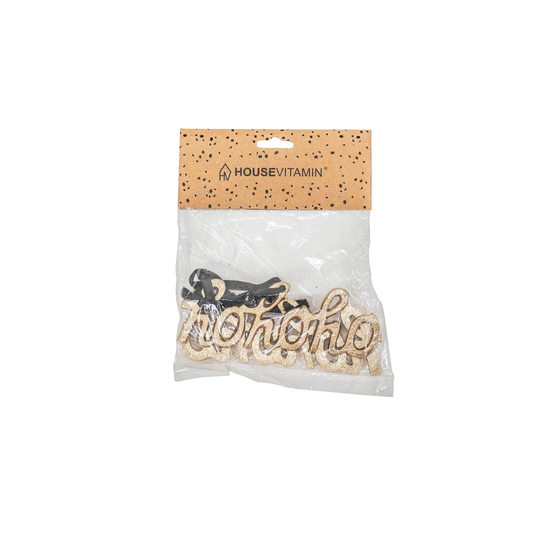 Tekst Hangers - Kerst - Metaal - Goud - HoHoHo - Set 2 8x0,5x5cm