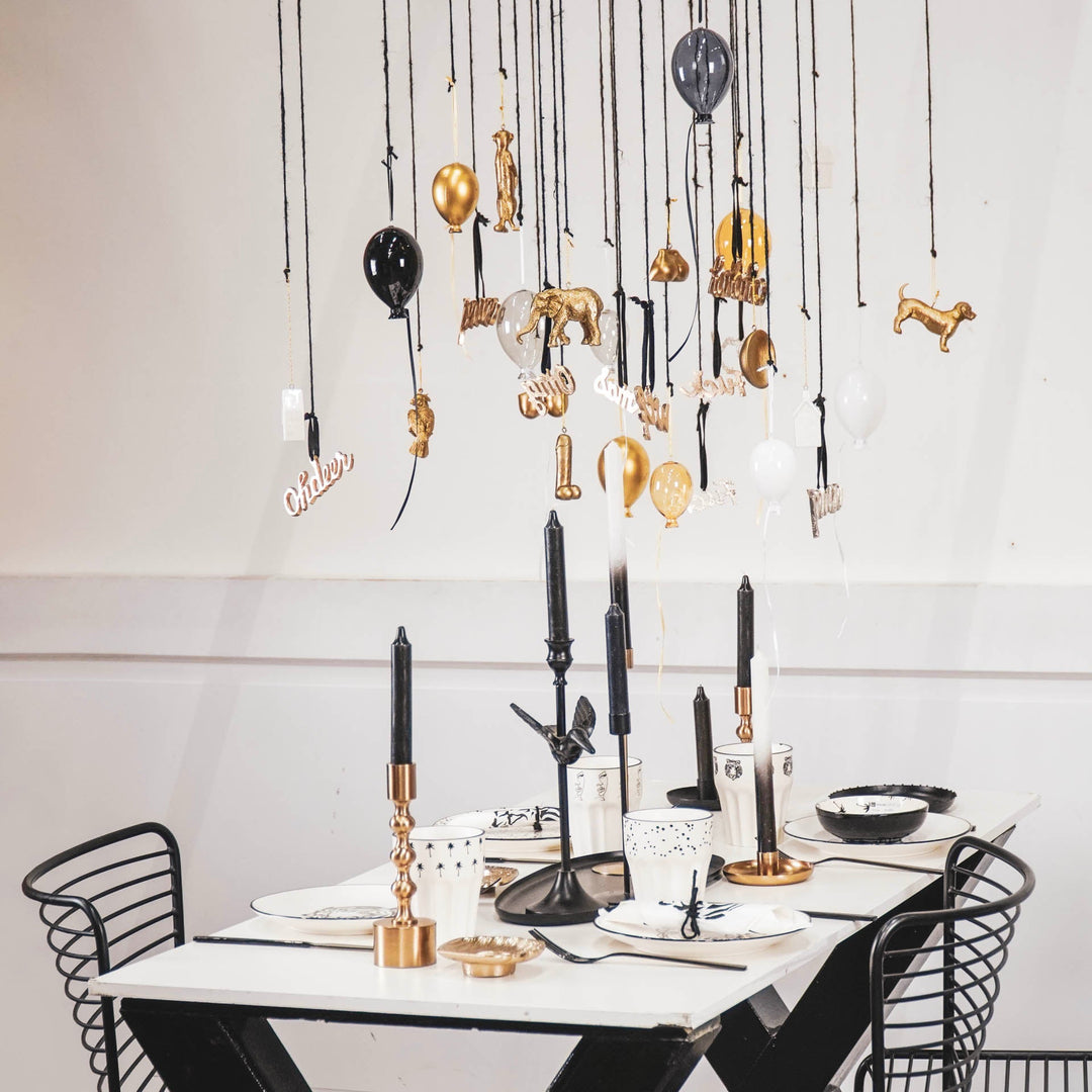 Tekst Hangers - Kerst - Metaal - Goud - HoHoHo - Set 2 8x0,5x5cm