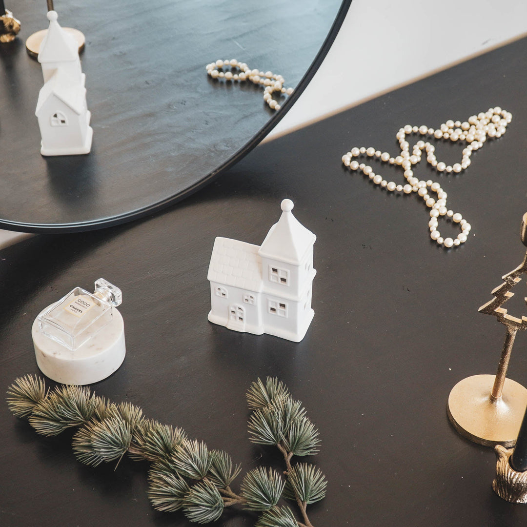 Led Lamp - Kerk - Keramiek - Wit - 12x7x19cm