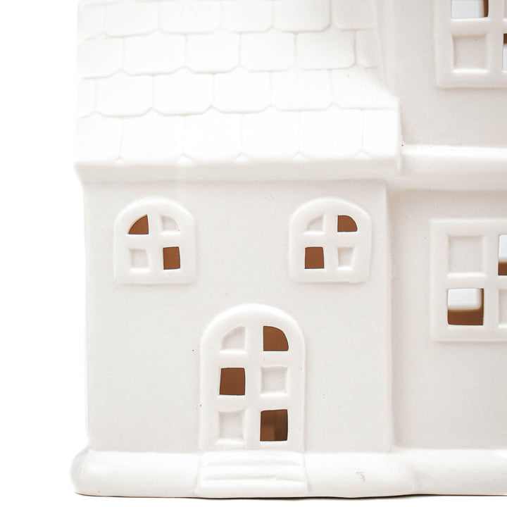 Led Lamp - Kerk - Keramiek - Wit - 12x7x19cm