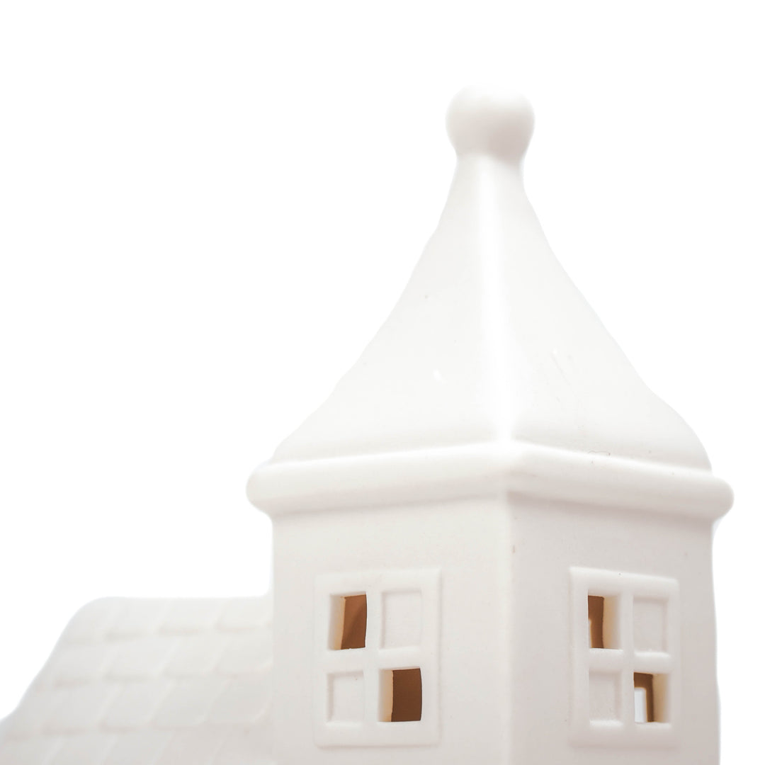 Led Lamp - Kerk - Keramiek - Wit - 12x7x19cm