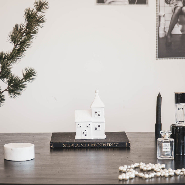 Led Lamp - Kerk - Keramiek - Wit - 12x7x19cm