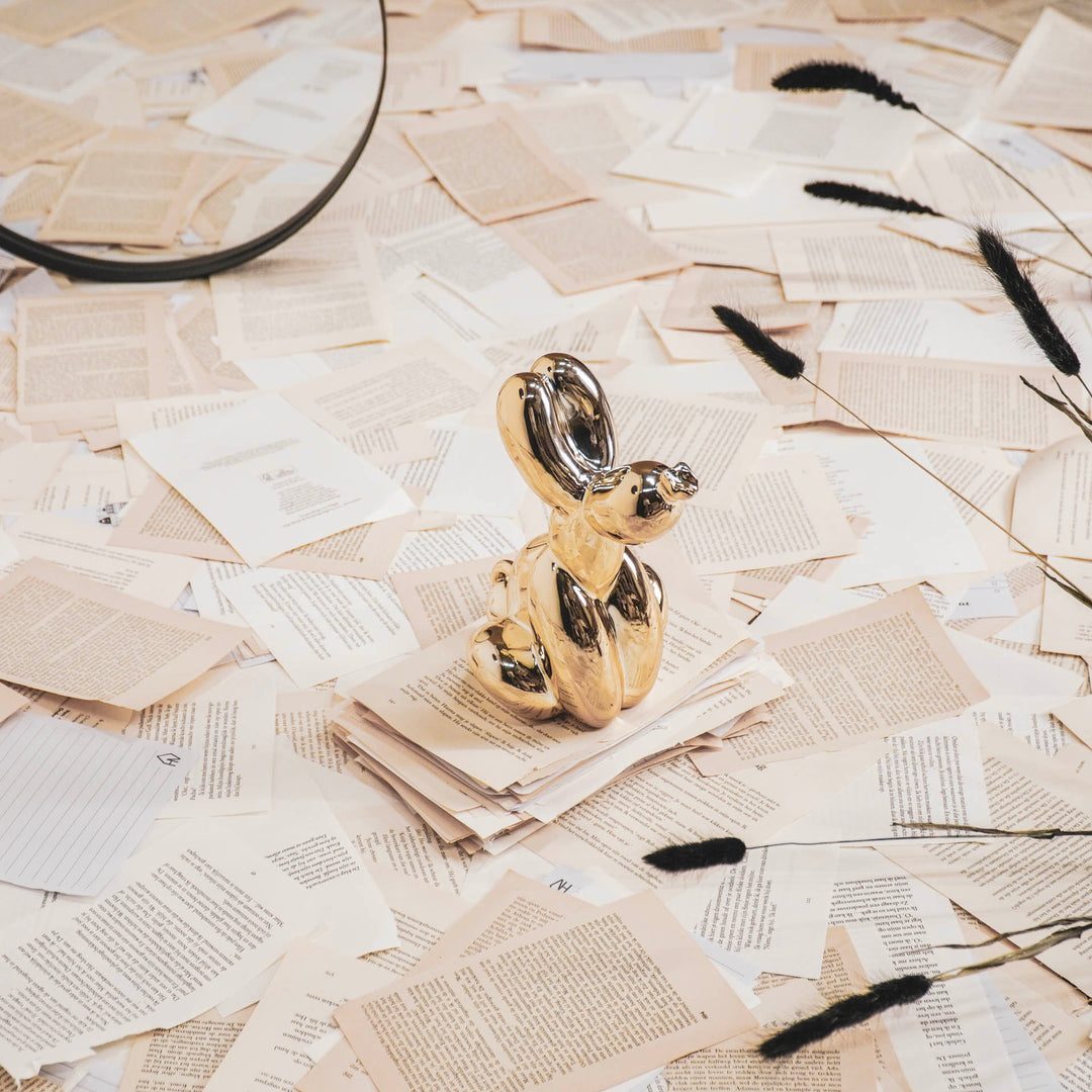 HV Pooping Balloon Dog - 24x9x14 cm - Goud