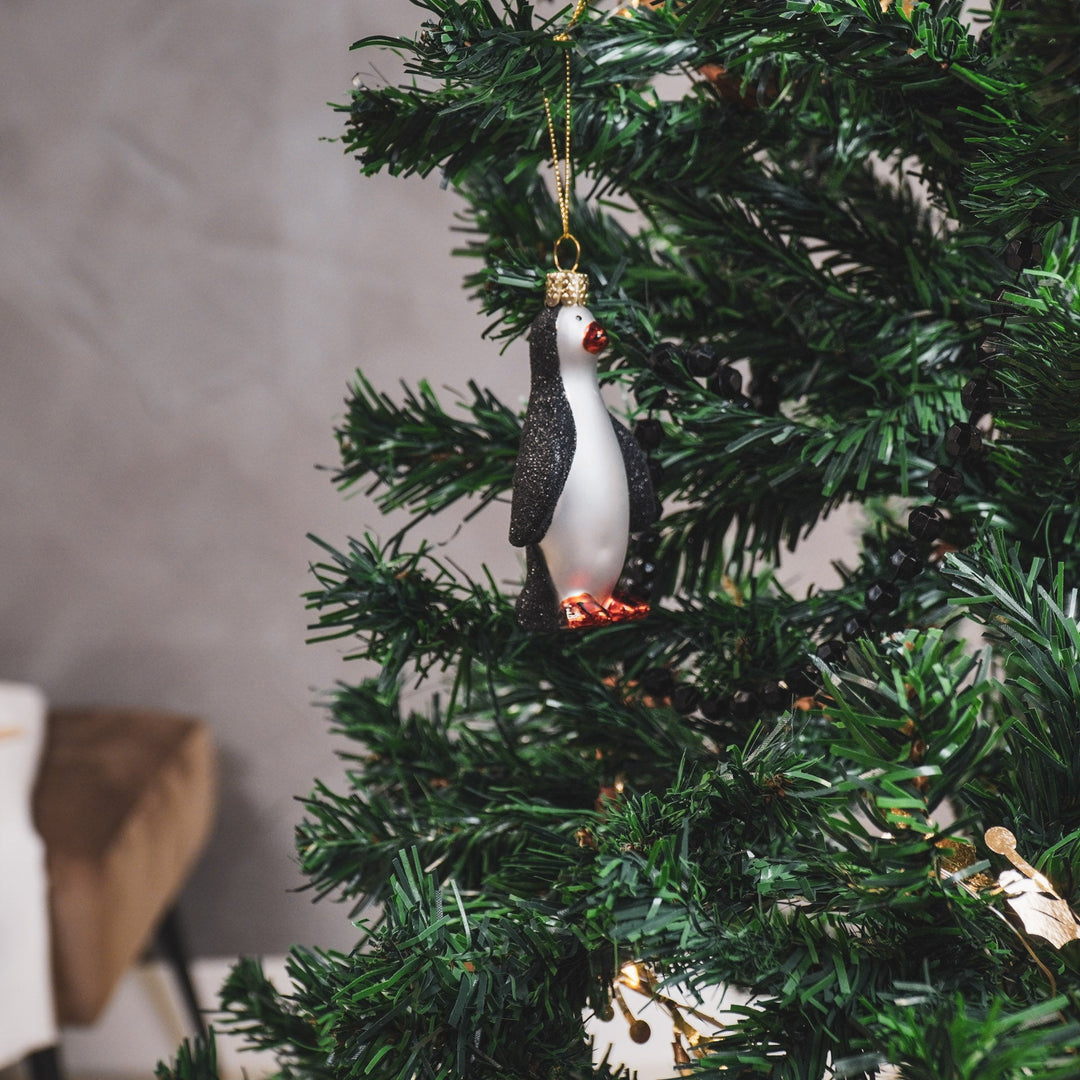 Kersthanger - Pinguïn - Glas - Zwart - 6x3,5x10cm