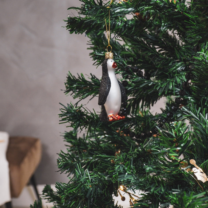 Kersthanger - Pinguïn - Glas - Zwart - 6x3,5x10cm
