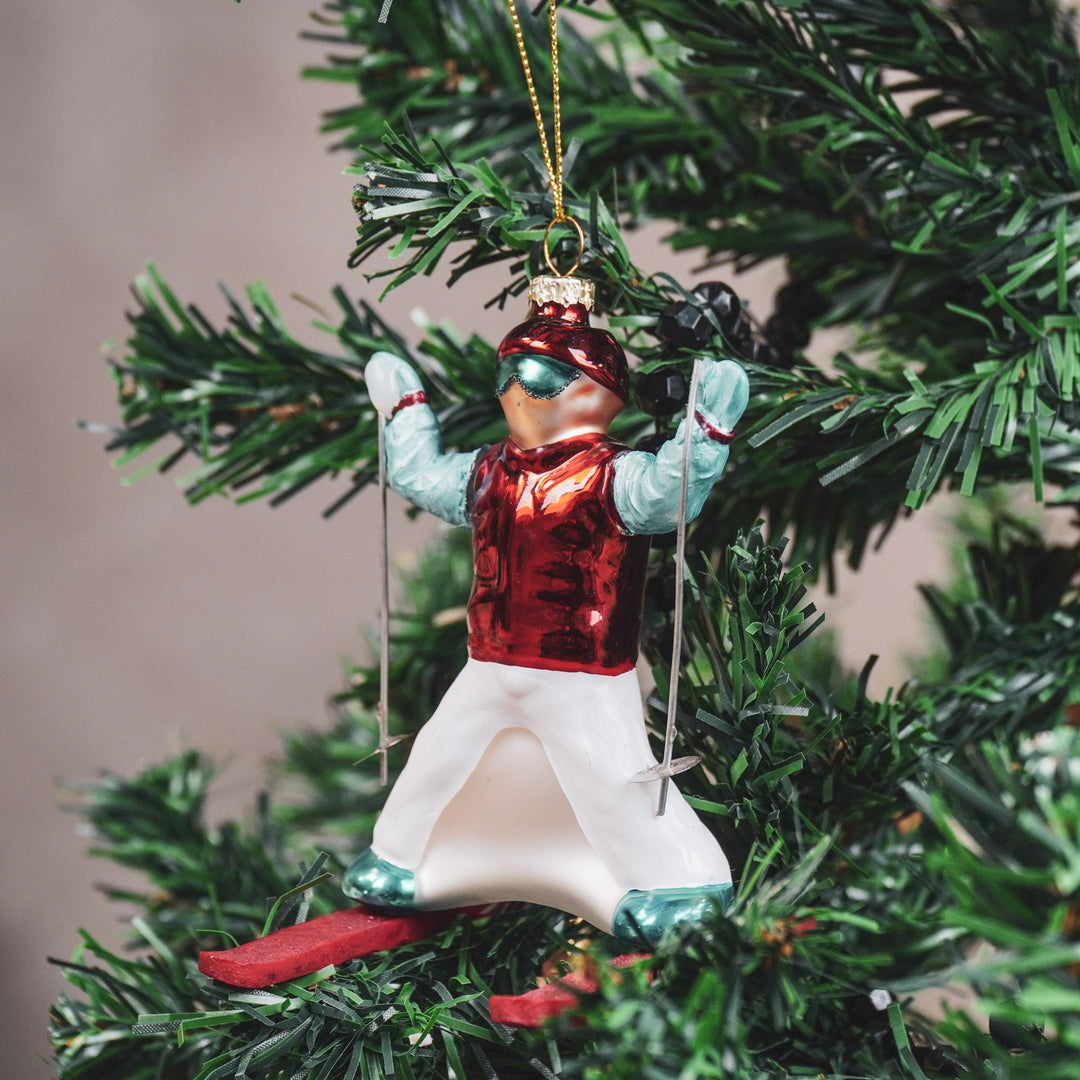 Kersthanger - Skiër - Glas - 8x8x12cm