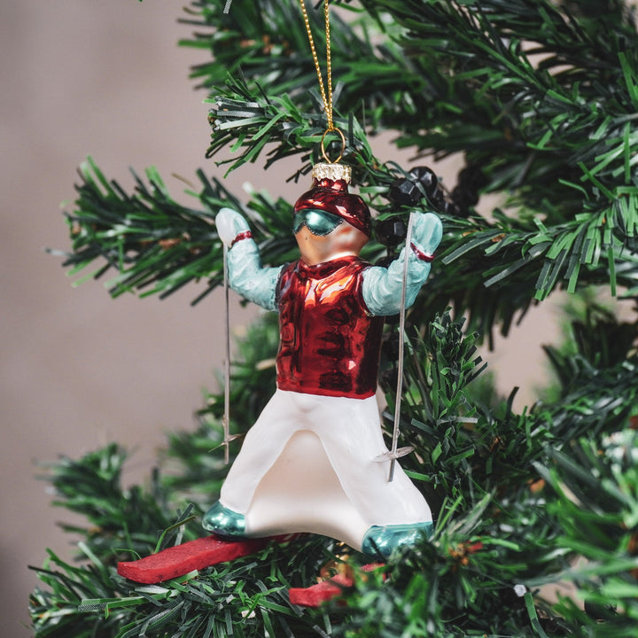 Kersthanger - Skiër - Glas - 8x8x12cm