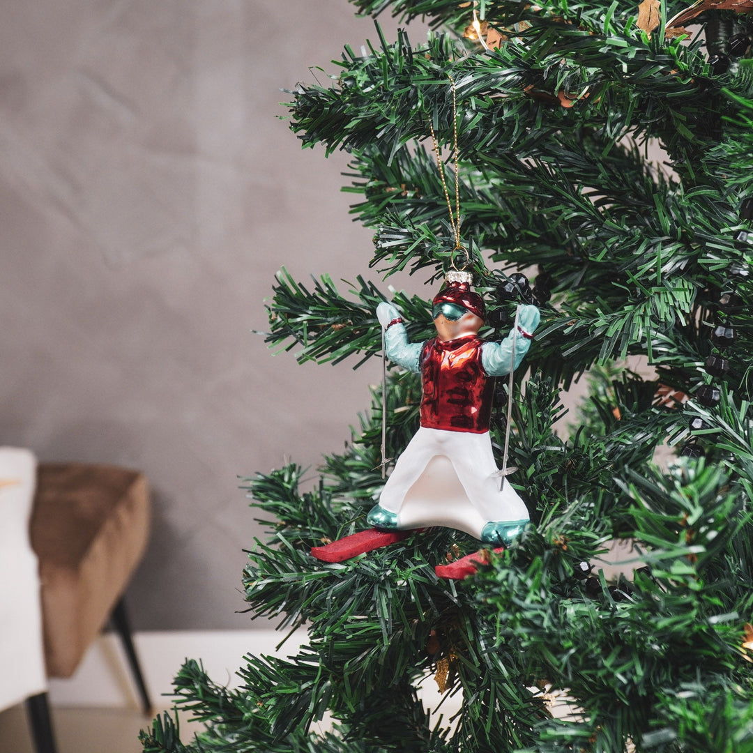 Kersthanger - Skiër - Glas - 8x8x12cm