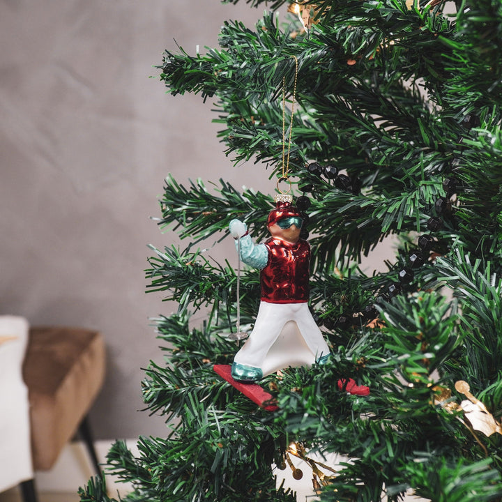 Kersthanger - Skiër - Glas - 8x8x12cm