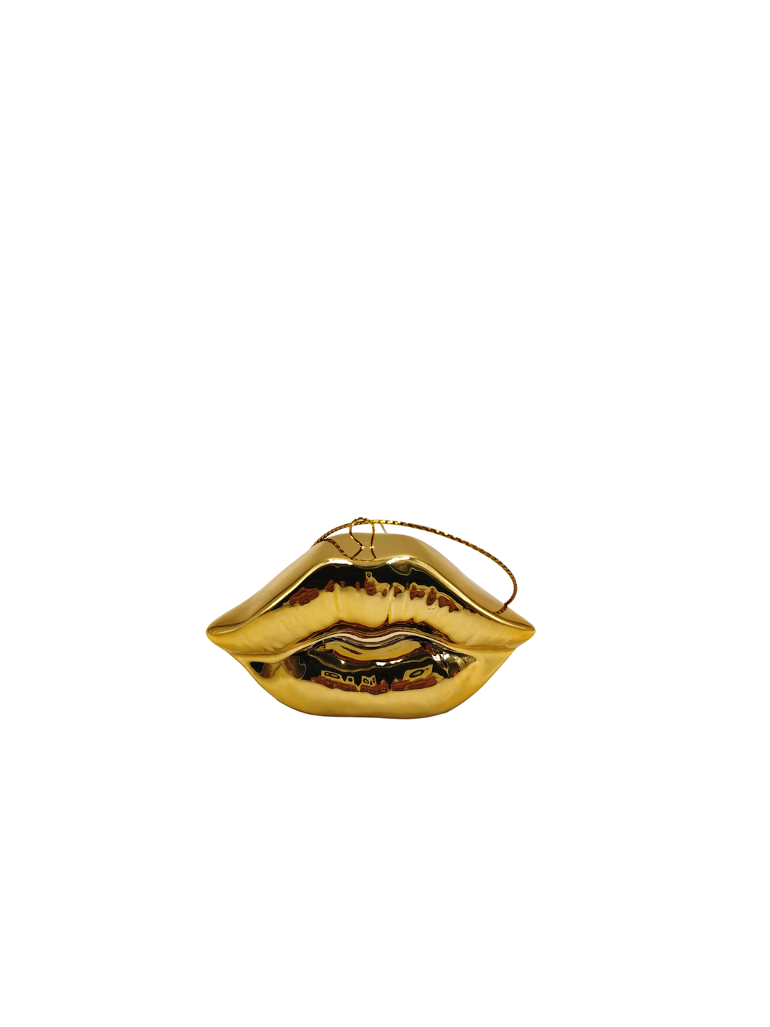 Kersthanger - Lip - Keramiek - Goud - 6,5x2x4cm
