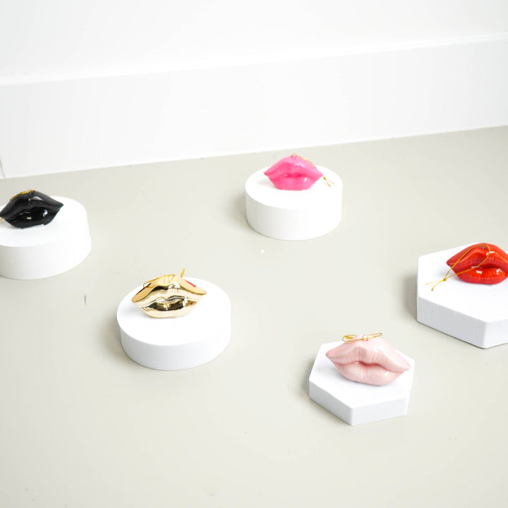 Kersthanger - Lip - Keramiek - Goud - 6,5x2x4cm