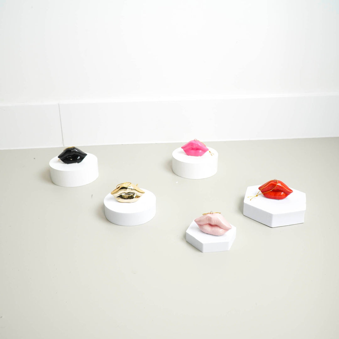 Kersthanger - Lip - Keramiek - Goud - 6,5x2x4cm