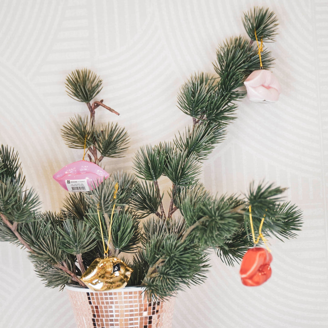 Kersthanger - Lip - Keramiek - Goud - 6,5x2x4cm