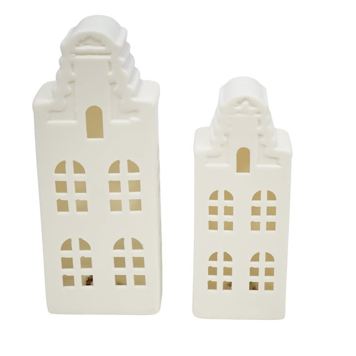 Ledverlichting - Huis - Keramiek - Wit - 8x5x19cm