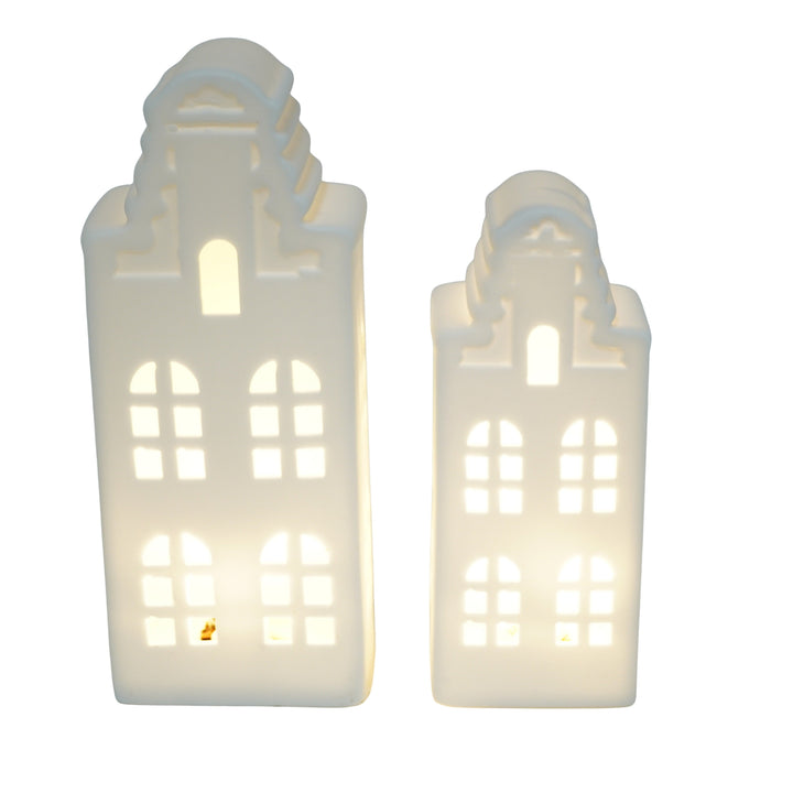 Ledverlichting - Huis - Keramiek - Wit - 8x5x19cm