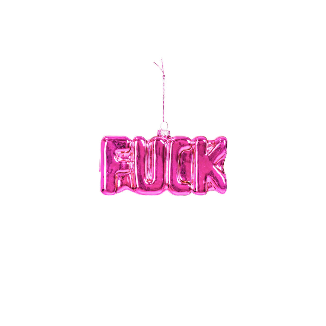Ornament Kersthanger Fuck - Roze - Glas - 4,5x3,5x7,5cm