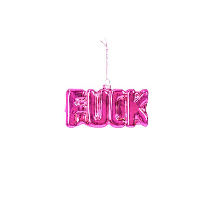 Ornament Kersthanger Fuck - Roze - Glas - 4,5x3,5x7,5cm