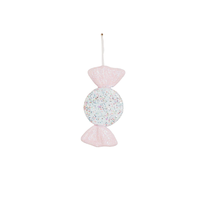 Kersthanger - Snoep Rond-Schuim-Roze/ Glitters- 28x15cm