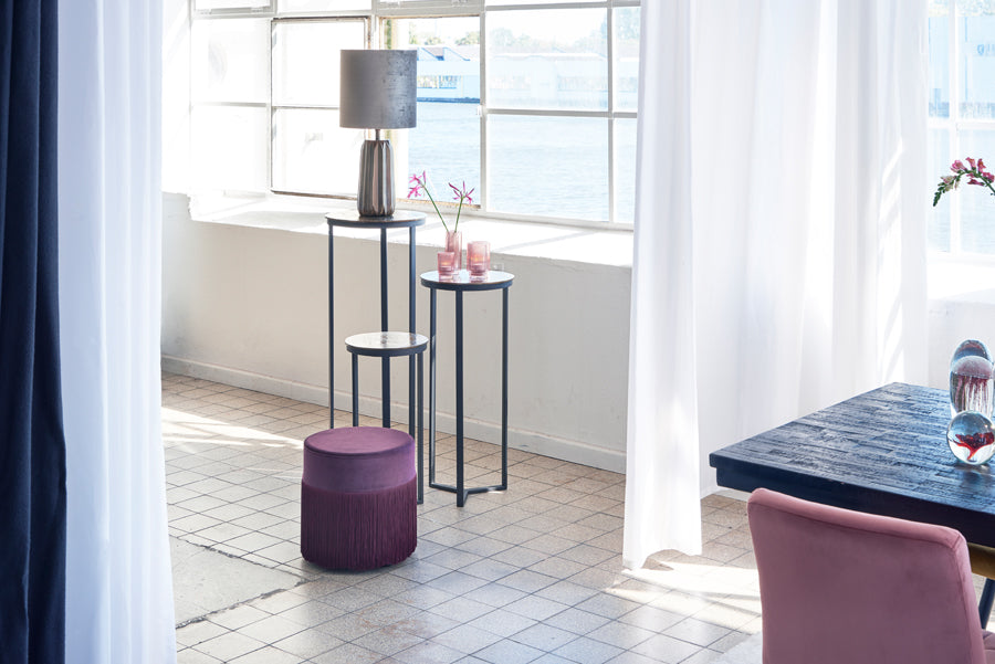 Pilaar Ø35x81 cm RETIRO mat zwart+ruw antiek brons