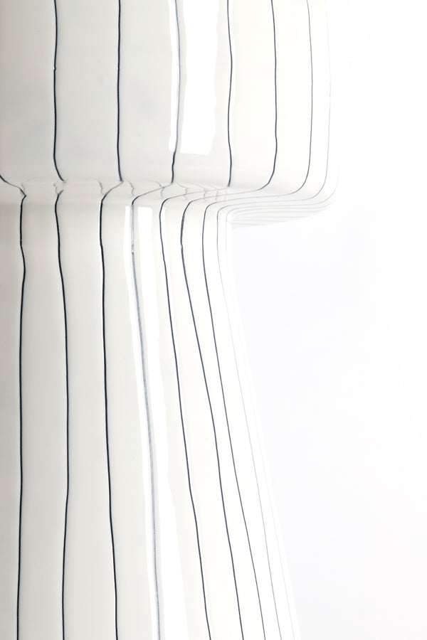 Bijzettafel Dakwa -wit met zwarte streep - Ø29cm