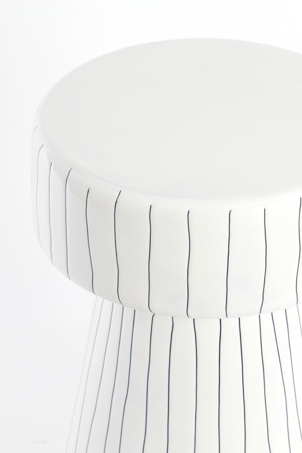 Bijzettafel Dakwa -wit met zwarte streep - Ø29cm