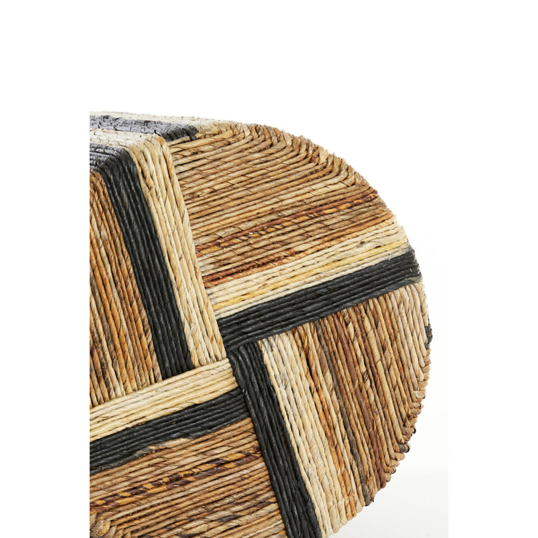 Poef Ø40x45 cm YUTURI bruin+zwart+crème