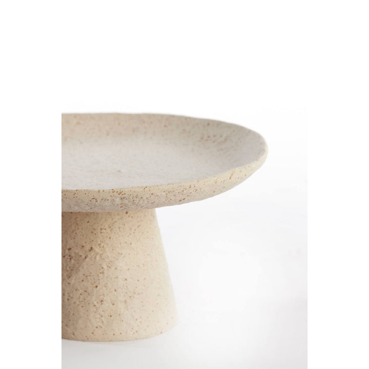Schaal op voet Ø24,5x12 cm OTA zand+licht bruin gespikkeld