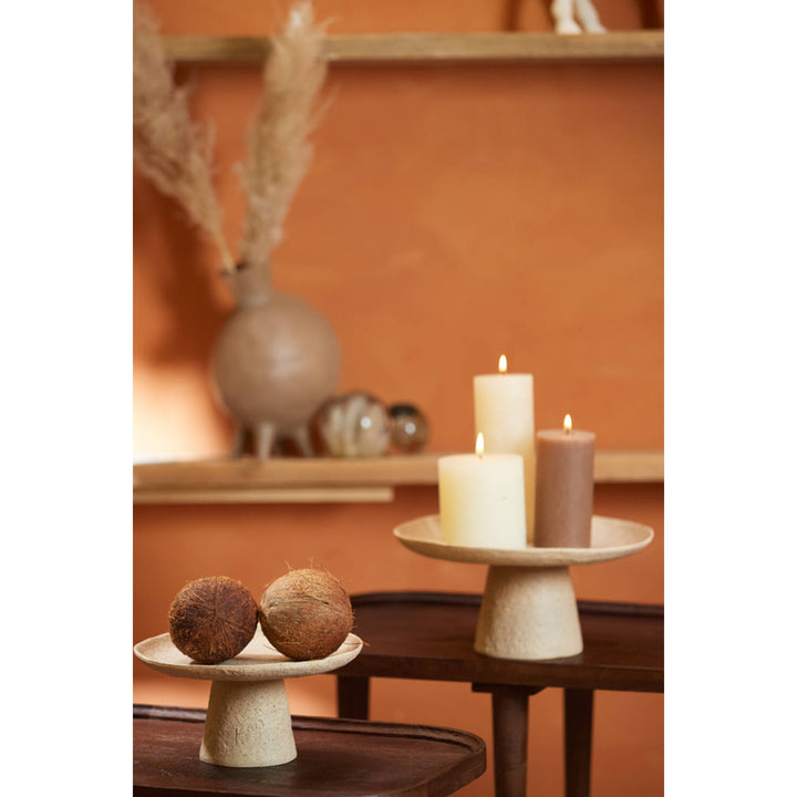 Schaal op voet Ø24,5x12 cm OTA zand+licht bruin gespikkeld