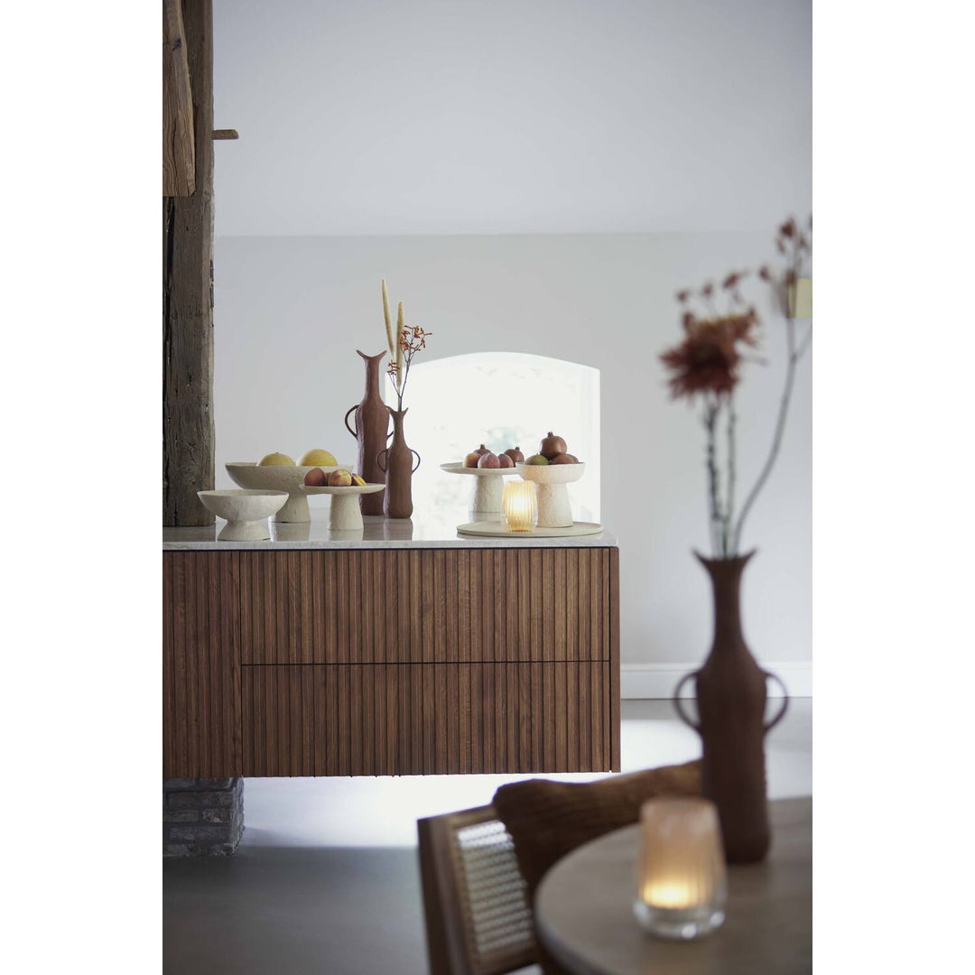 Schaal op voet 31x30,5x16 cm OTA zand+licht bruin gespikkeld