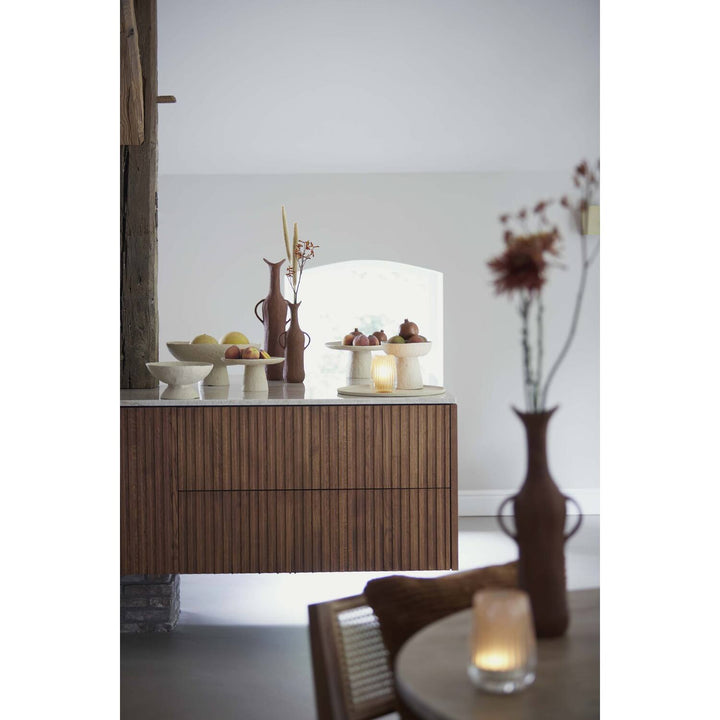 Schaal op voet 31x30,5x16 cm OTA zand+licht bruin gespikkeld