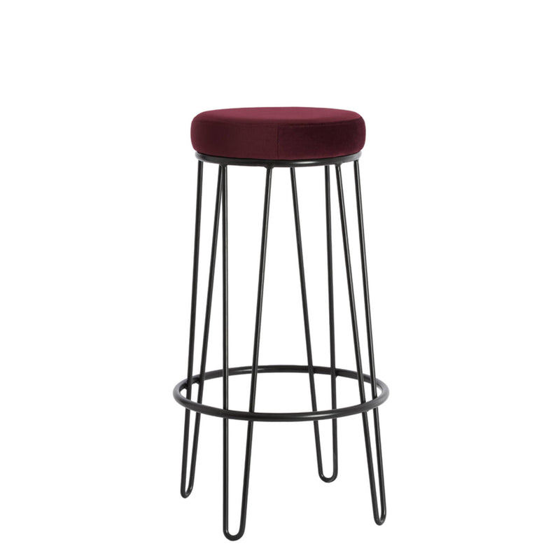 Barkruk Ø41x73 cm ALICE velvet bordeaux+mat zwart