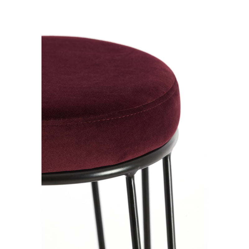 Barkruk Ø41x73 cm ALICE velvet bordeaux+mat zwart