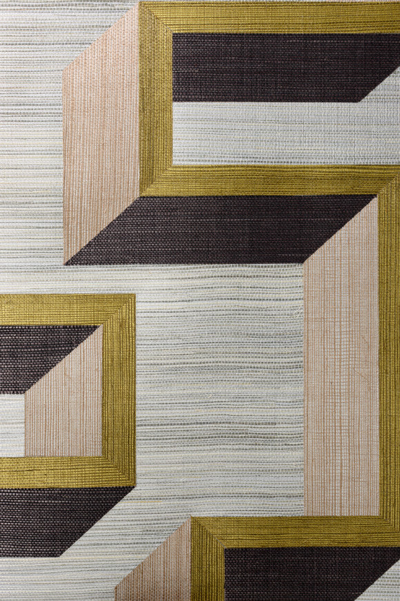 Arte Marqueterie behang Detour Beige Olive 72701