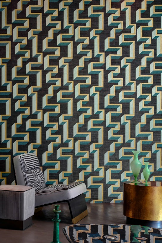 Arte Marqueterie behang Detour Teal 72703