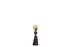 Ornament Ø9x33 cm YAVIZA donker bruin+raffia zand