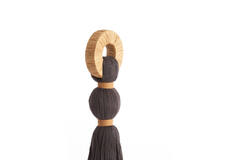 Ornament Ø9x33 cm YAVIZA donker bruin+raffia zand