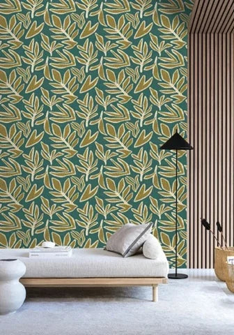 Casamance Lanzea behang Lanzea Emeraude/Olive 77640304