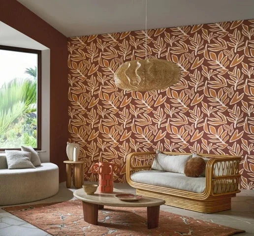 Casamance Lanzea behang Lanzea Terracotta/Safran77640406