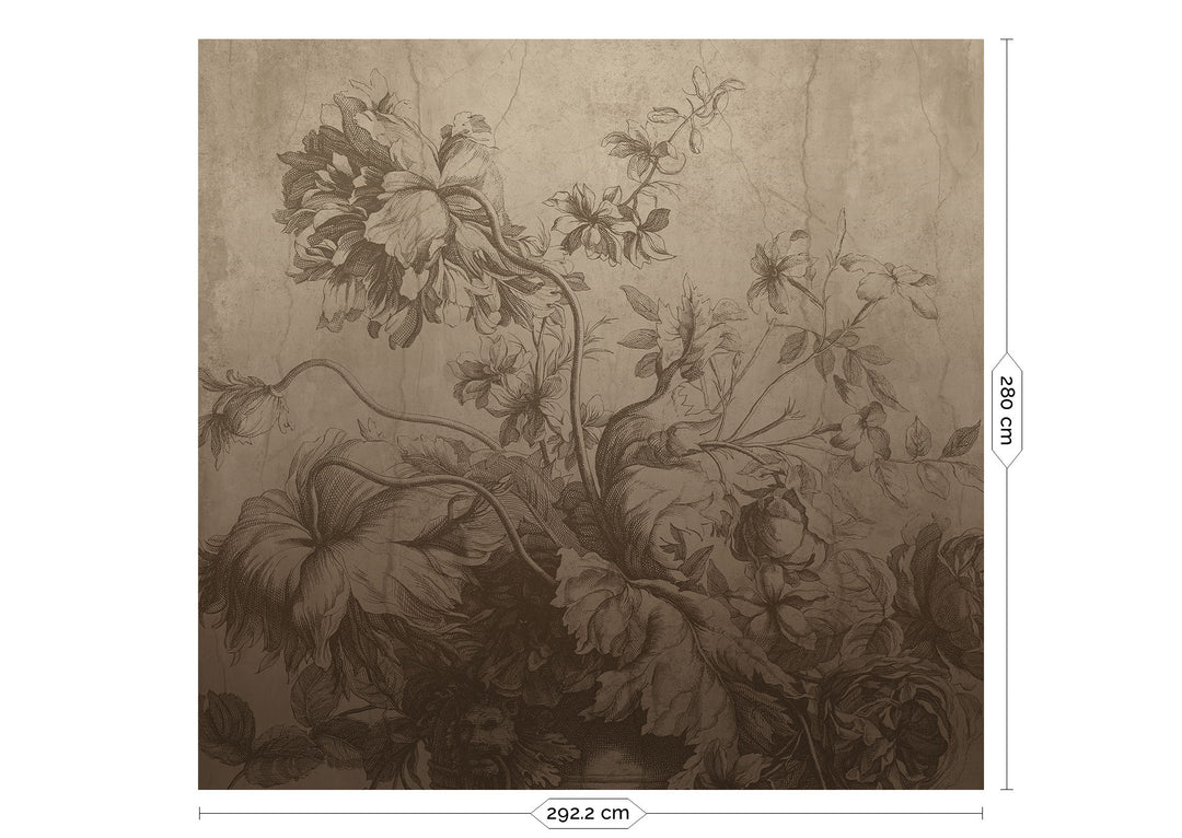 Gradient Flowers | Bloemen behang door Frans Uyterlinde | Beige| F-028