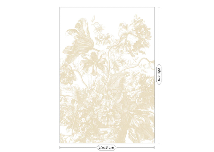 Engraved Flowers | Bloemen behang Frans Uyterlinde |  Gold/Wit F-039