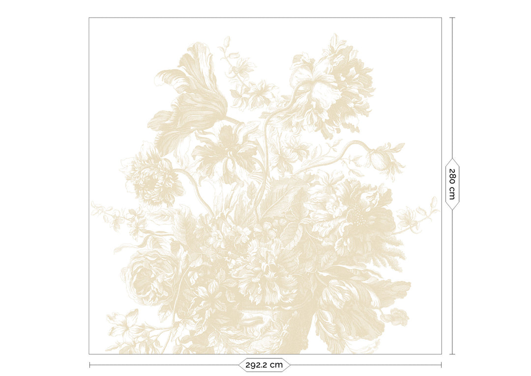 Engraved Flowers | Bloemen behang door Frans Uyterlinde | Beige F-040