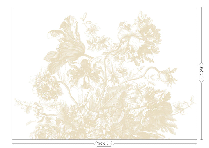 Engraved Flowers | Bloemen behang door Frans Uyterlinde | Beige F-041