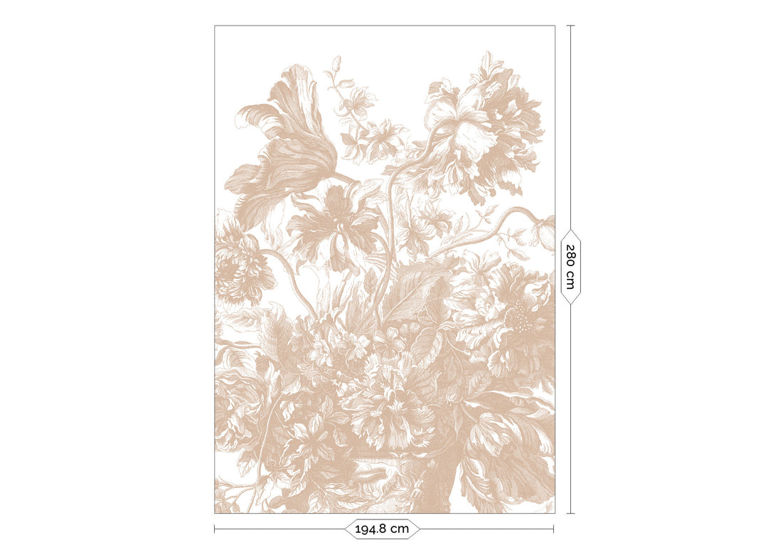 Engraved Flowers | Bloemen behang door Frans Uyterlinde | Nude F-042